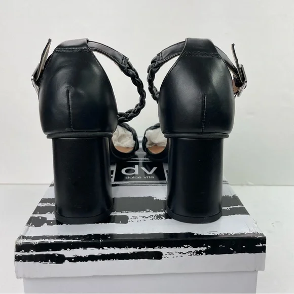 NEW DV Dolce Vita Hassa Heeled Sandal Black Braided Straps‎ - Picture 10 of 14